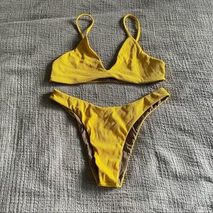 ACACIA Yellow Ribbed Bikini, Small